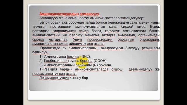 Онлайн сабак. "Белоктордун алмашуусу" Молдалиев Ж.Т. смотреть онлайн