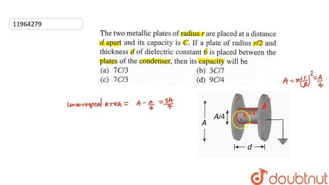 The two metallic plates of radius `r` are placed at a distance `d` apart and its capacity is `C`. смотреть онлайн