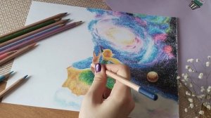 Как нарисовать космос цветными карандашами? ✨ Спиралевидная техника Шлеппера