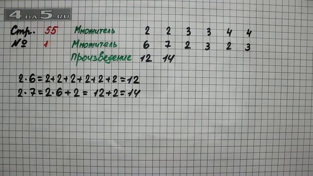 Страница 55 Задание 1 – Математика 2 класс Моро М.И. – Учебник Часть 2 смотреть онлайн
