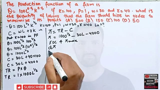 finding profit maximizing level of labour from the given production function and cost function смотреть онлайн