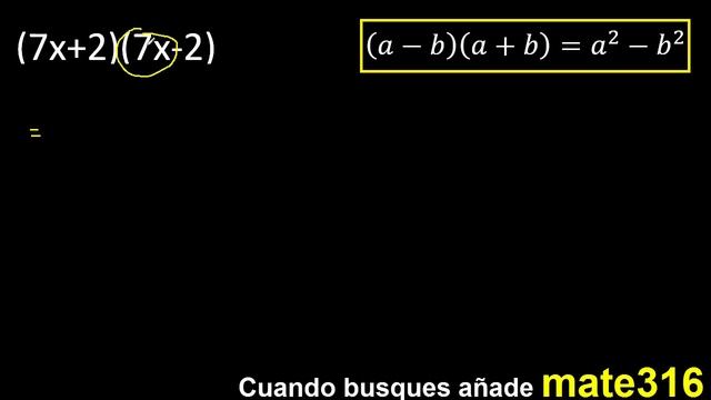 (7x+2)(7x-2) , multiplicacion de binomios . Diferencia de cuadrados , productos notables смотреть онлайн