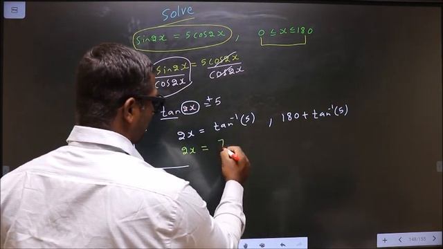 Trigonometric equations Solve sin(2x)=5cos(2x) Where 0≤x≤180 смотреть онлайн