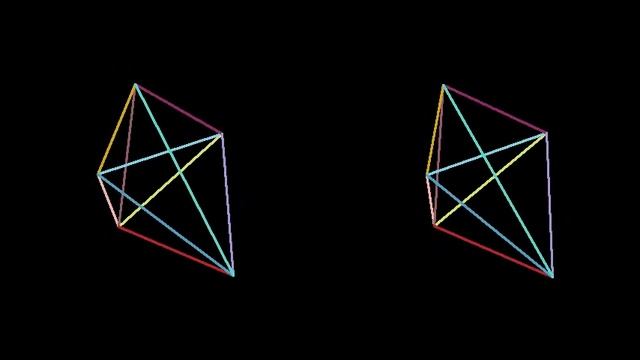 5-cell-3d-multicolor. Rotation in four-dimensional space. 4D. Fourth dimension. Hyperspace. смотреть онлайн