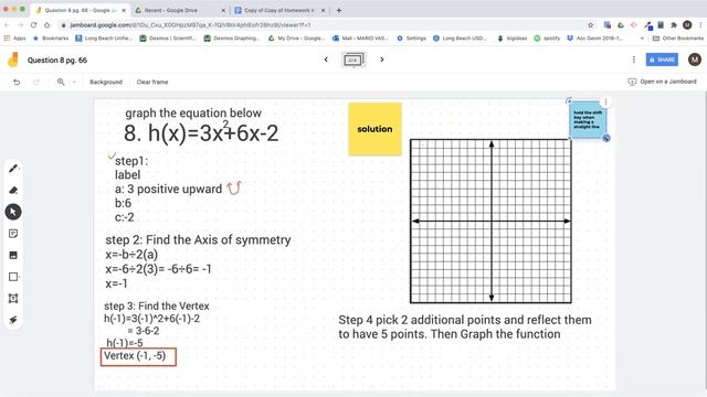 how to graph parabolas in standard form using Jamboard смотреть онлайн