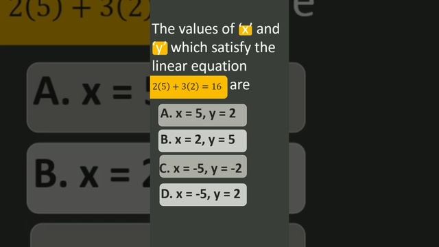 The values of x and y for the given equation 2x + 3y =16 смотреть онлайн