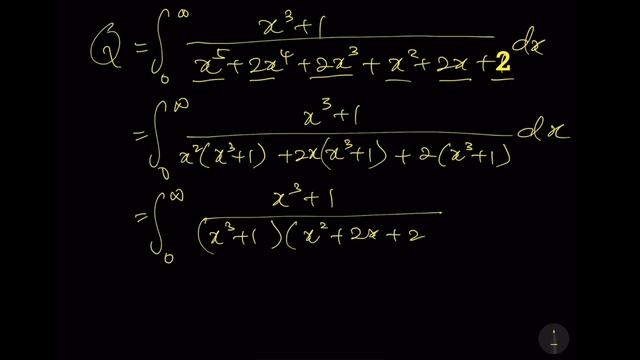 ∫(x³ + 1)/(x⁵ + 2x⁴ + 2x³ + x² + 2x + 2) dx [0, ∞] = ???? смотреть онлайн