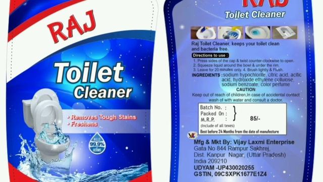 Raj toilet cleaner (HCl)20%Linear Alkyl Benzene Sulphonic acd 2% Thickener3% Color & Water 70℅ смотреть онлайн