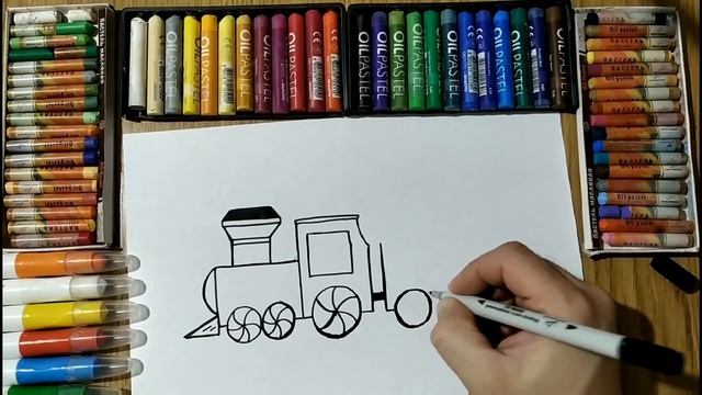 Рисуем Новогодний Поезд / Поезд с вагоном подарков / Урок Рисования / How To Draw a New Year's train смотреть онлайн