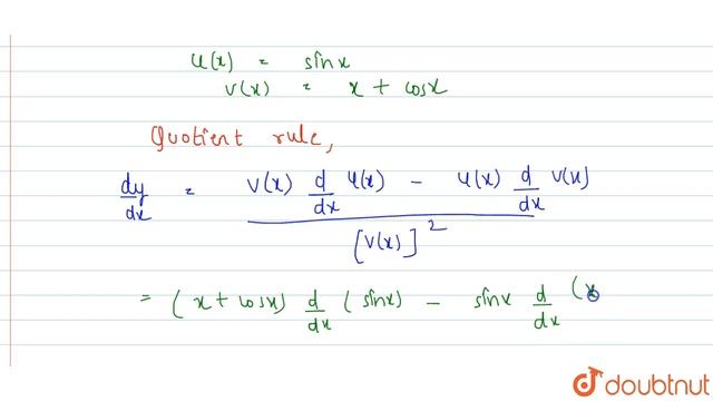 If `y=(sin x)/(x+cos x)`, then find ` (dy)/(dx)`. смотреть онлайн