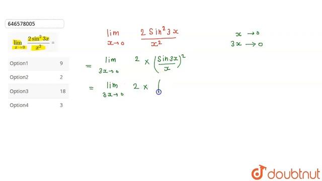 lim_(x to 0) (2 sin^(2) 3x)/x^(2) = | CLASS 12 | LIMITS, CONTINUITY AND DIFFERENTIABILITY | MAT... смотреть онлайн