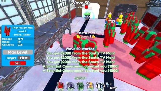 Titan Cinema Man против Titan Present Man в Toilet Tower Defense | Roblox смотреть онлайн