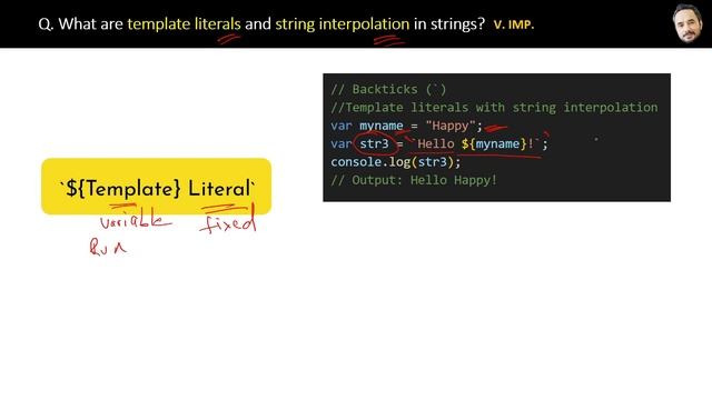 JavaScript Interview - Q What are template literals and string interpolation in strings ? смотреть онлайн