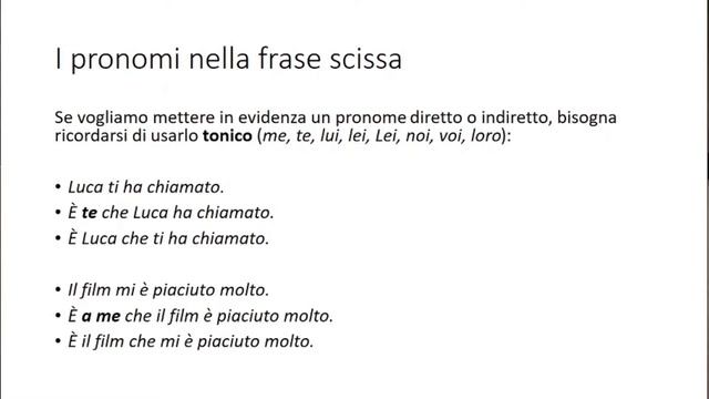 Grammatica Italiana Per Stranieri - La Frase Scissa (C1)