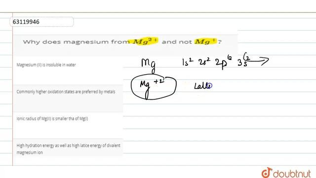 Why does magnesium from `Mg^(2+)` and not `Mg^(+)`? смотреть онлайн