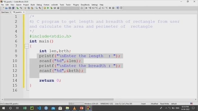 11-4)how to find the area and perimeter of the rectangle in C Programming | code AI tamil смотреть онлайн