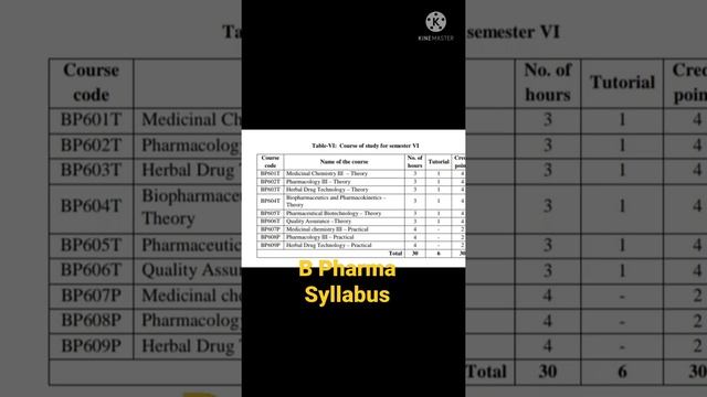 B Pharma Syllabus for 6th semester As per PCI Syllabus смотреть онлайн