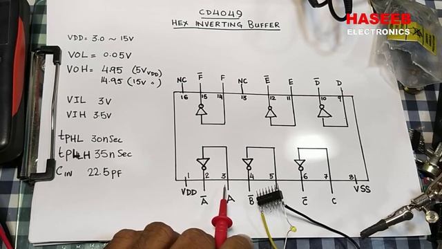 {250} CD4049 Hex Inverting Buffer. Function, PinOut, How To Test Inverter Buffer CD4049 Urdu Hindi