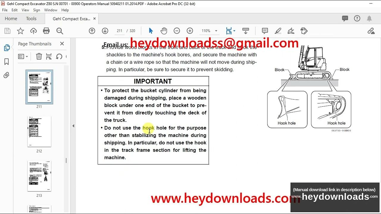 Gehl Z80 Compact Excavator Operator's Manual 50940211 смотреть онлайн