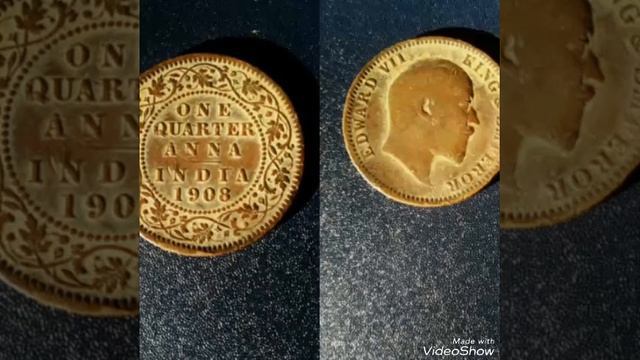 Coin Collection One Quarter Anna India 1908 King Edwards 7 смотреть онлайн