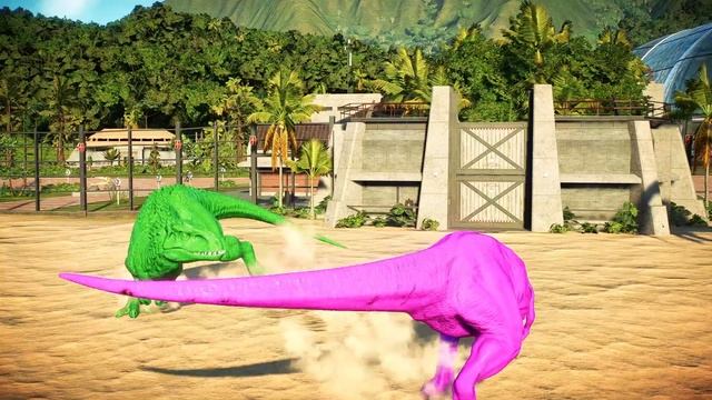 Red Bracihosaurus Vs Green I-Rex Vs T-Rex , Dinosaurs Break Out & Fight , Jurassic World Evolution смотреть онлайн