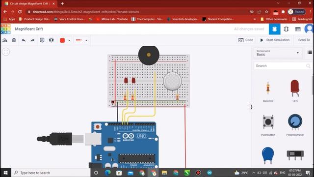Arduino Uno with Gas Sensor and Buzzer Circuit Simulation Using Tinkercad смотреть онлайн