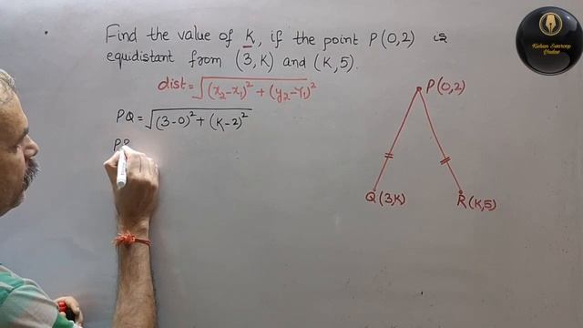 Find the value of k, if the point P (0,2) is equidistant from (3,k) and (k,5) смотреть онлайн