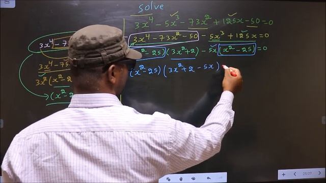 Solve biquadratic equation 〖〖3x〗^4 〖-5x〗^3-73x〗^2+125x-50=0 смотреть онлайн