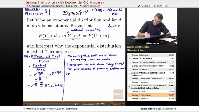 "Gamma Distribution" (with Exponential & Chi-Square) | Probability with Educator.com смотреть онлайн