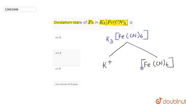 Oxidation state of `Fe` in `K_3[Fe(CN)_6]` is смотреть онлайн