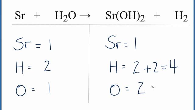 How to Balance Sr + H2O = Sr(OH)2 + H2 (Strontium plus Water) смотреть онлайн