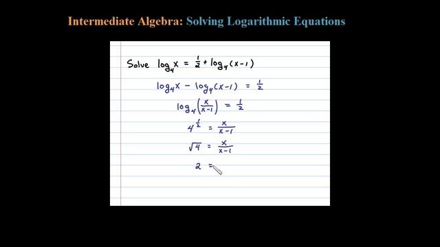How to Solve log_4 a Logarithmic Equation using Log Definition смотреть онлайн