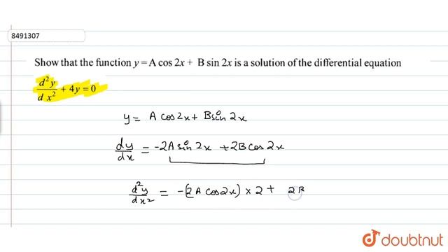 Show that the function `y=Acos2x+Bsin2x` is a solution of the differential equation ` смотреть онлайн