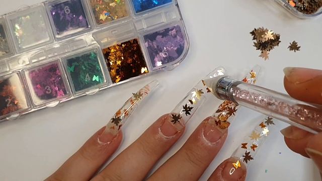 Extra long glitter POLYGEL nails! MAKARTT FAIRY GATHERING KIT! POLYGEL NAIL TUTORIAL! Fall design! смотреть онлайн