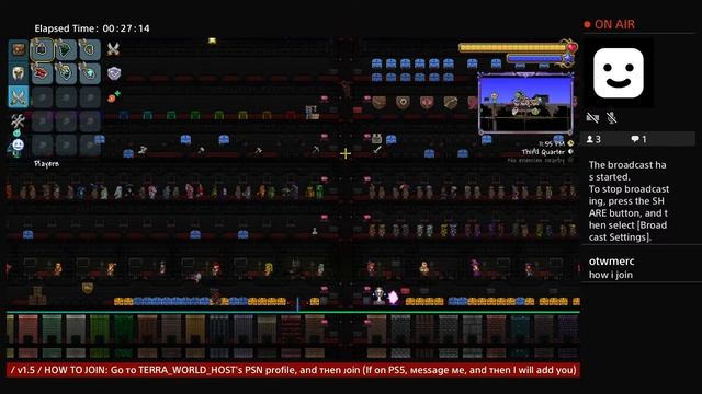 (LIVE) / PS4 / Ultimate All Items World 1.4.4 / 24/7 / SERVER 1 / Terraria / смотреть онлайн
