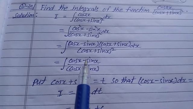 Find the integrals of the function cos2x/(cosx + sinx)² . смотреть онлайн