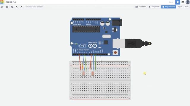 TinkerCad RGB-LED Test смотреть онлайн