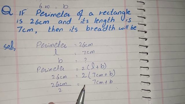 if Perimeter of Rectangle is 26cm and its Length is 7cm then its Beadth will be | Math Class смотреть онлайн