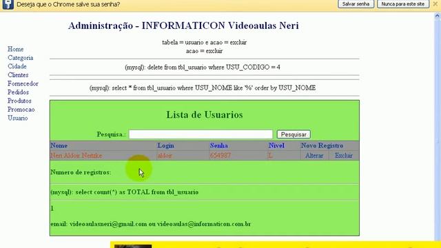 aula 3056 php - implementacao do usuario funcionando perfeitamente.avi смотреть онлайн