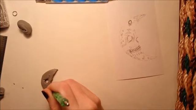 Polymer Clay Skull Moon Charm Pendant Tutorial смотреть онлайн
