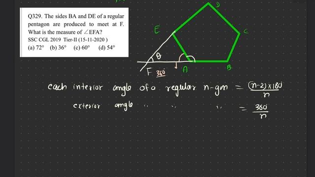 329 The side BA and DE od a regular pentagon are produced to meet at F. What is the measure of EFA. смотреть онлайн
