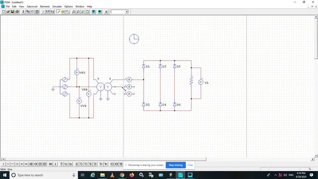 PSIM : Simulation of three phase full wave uncontrolled rectifier смотреть онлайн