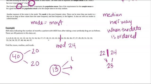 MATH 1342 - Finding the Mean, Median, and Mode of a Population and Sample смотреть онлайн