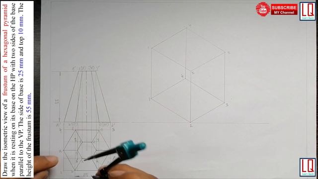 Isometric View of a Frustum of a Hexagonal Pyramid | Isometric Projection | Box Method | By Sheriff смотреть онлайн