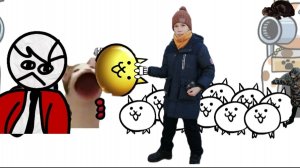 Играю с другом.,в the battle cats.