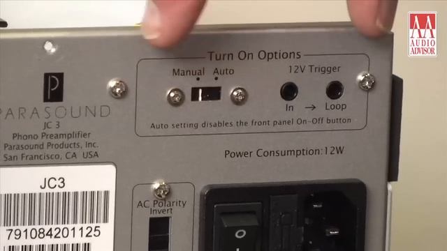 Parasound JC-3 Phono Preamplifier - Rear Panel – Audio Advisor