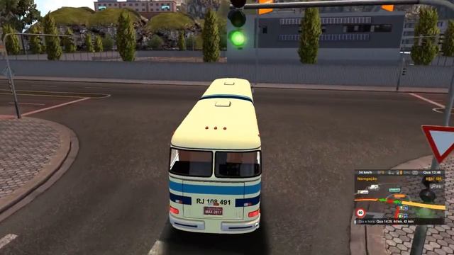 ETS2 Mercedes benz monobloco O-362 Auto Viação 1001 (Mod Free) pintura antiga. Traveling by bus. смотреть онлайн