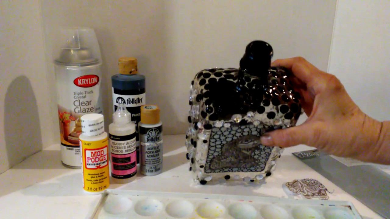 Mandala Dot Painting Mod Podge Upcycle Recycle glass Bottles Bling смотреть онлайн