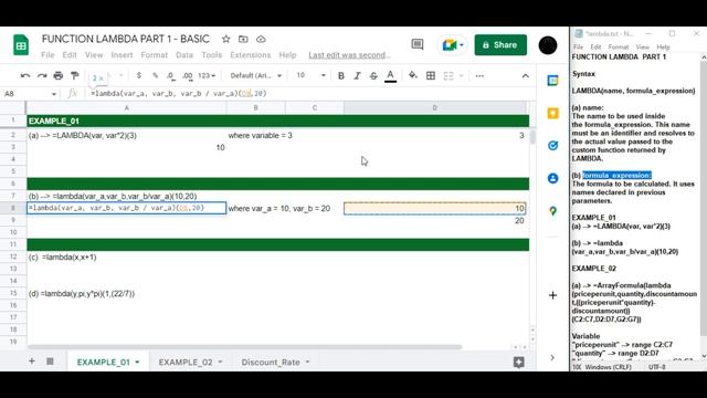 GOOGLE SHEET - LAMBDA FUNCTION смотреть онлайн