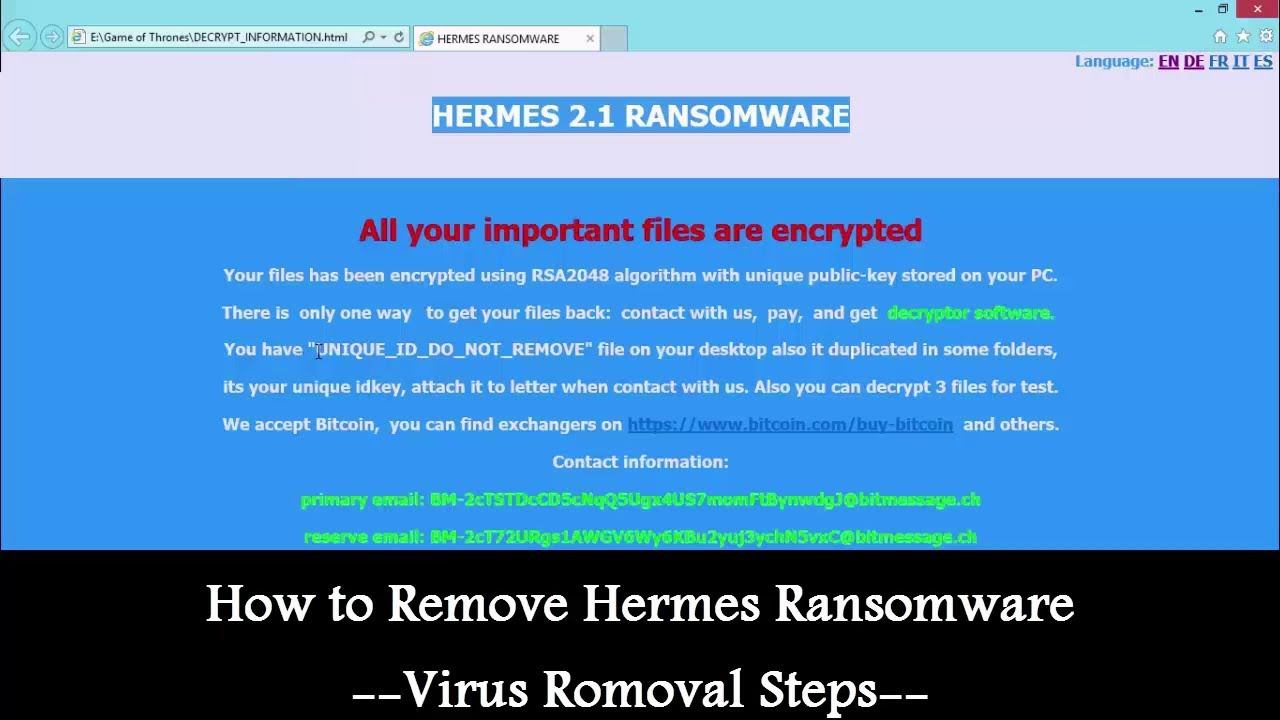 Got Attacked by Hermes Ransomware | How to Remove Hermes Ransomware? - Virus Removal Steps смотреть онлайн